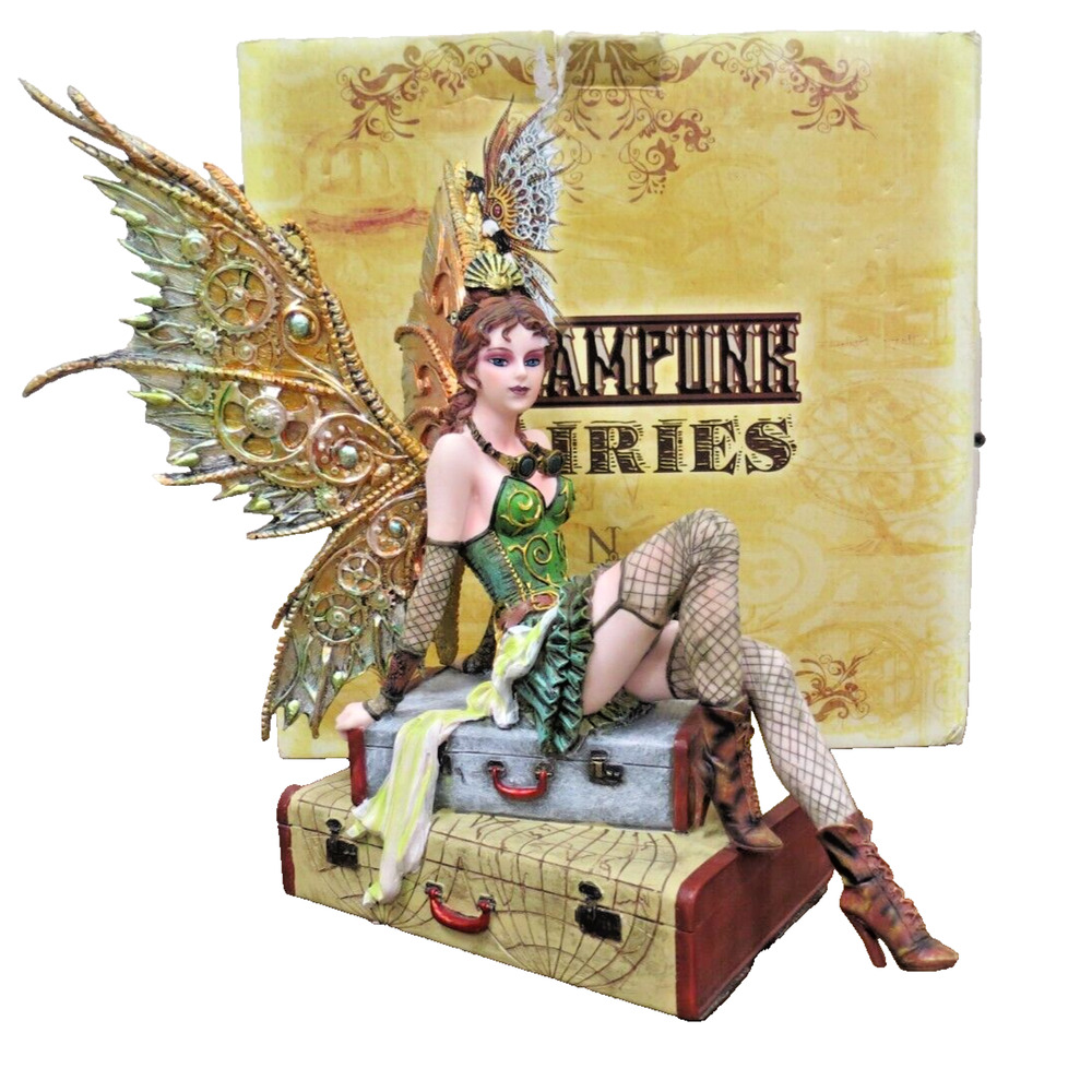 Steampunk Fairies - Pacific Giftware Burlesque Traveler Fairy Suitcase Figurine